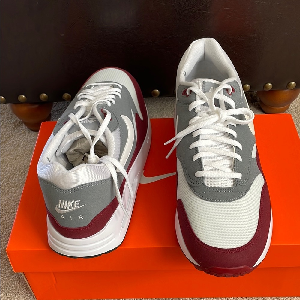 Nike Air Men's Gray and Dark Red Golf Shoes